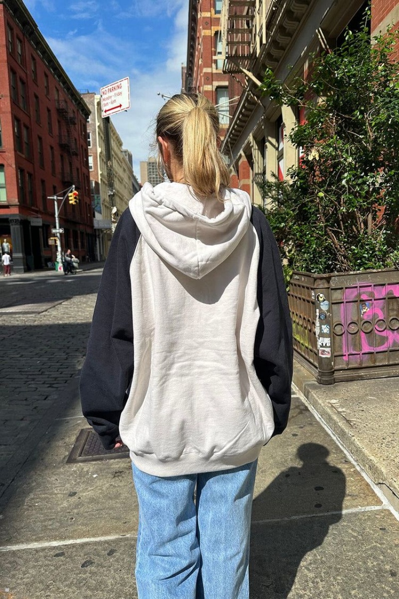 Sweat a Capuche Brandy Melville Christy Color Block Bleu Marine Blanche | BWW-38391881